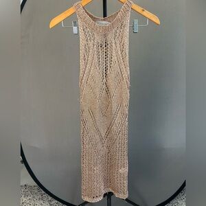 Elegant Tan Knit Swim Coverup